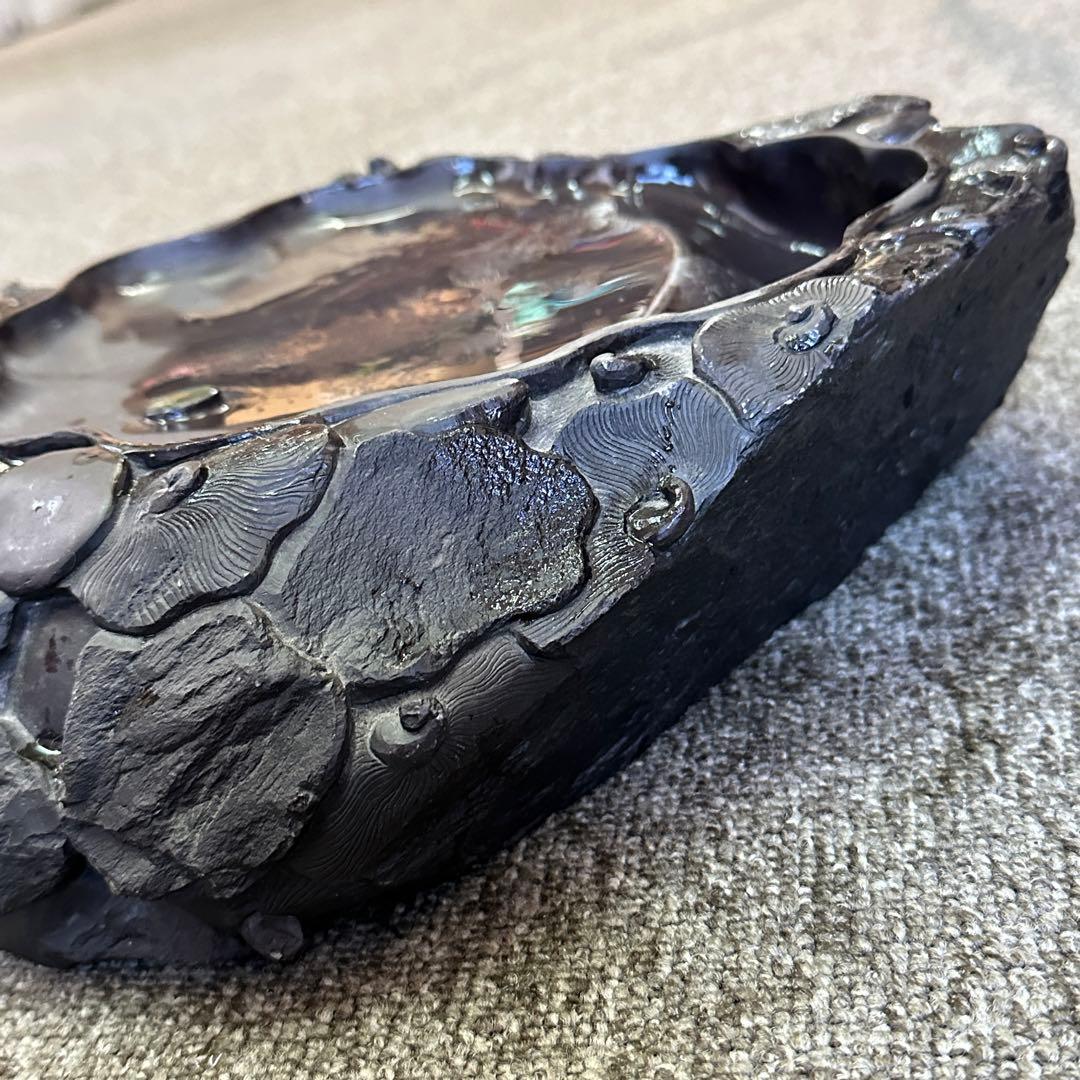 M1080S 大型 大硯 硯石　端渓◆28×27㎝重さ7.9kg唐物 眼 蓮花