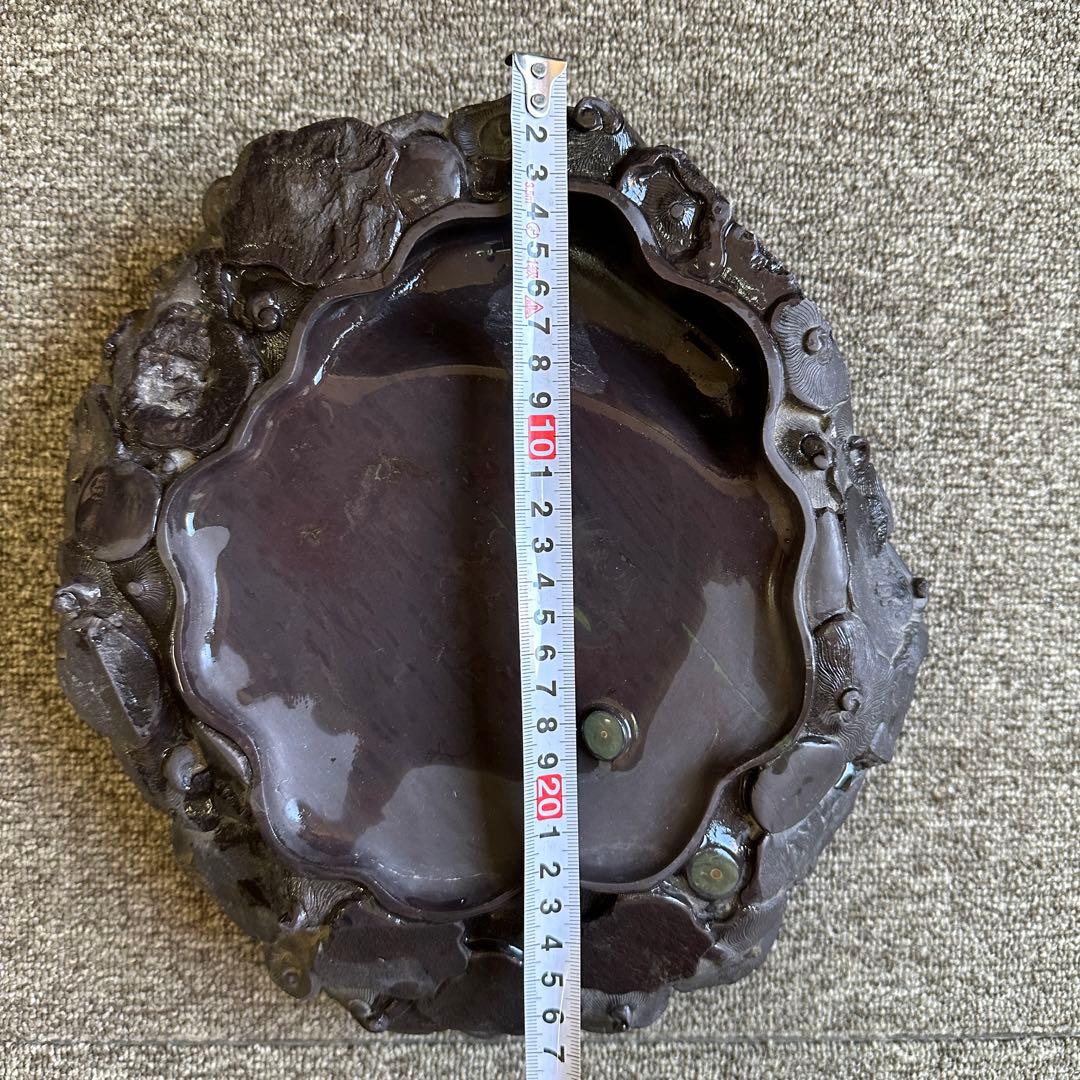 M1080S 大型 大硯 硯石　端渓◆28×27㎝重さ7.9kg唐物 眼 蓮花