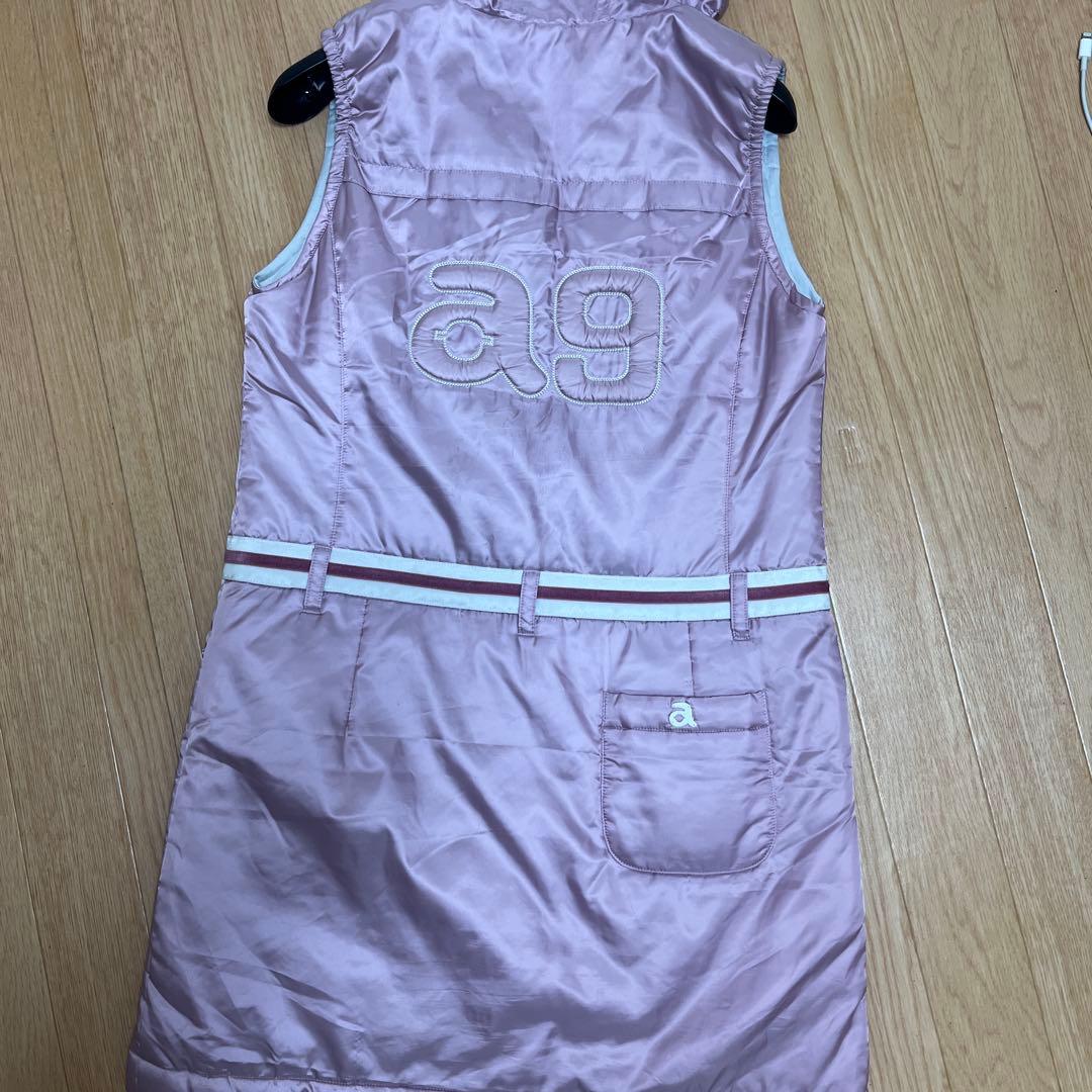 a フード付きノースリーブワンピース ピンク