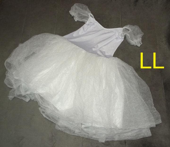 【送料無料】サイズLL ホワイトバレエ用チュチュ３枚シフォン