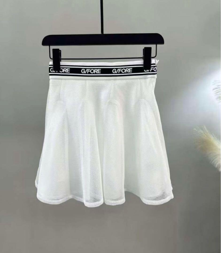 G/FORE ジーフォア レディース ゴルフウェアセット 黒シャツ 白スカート