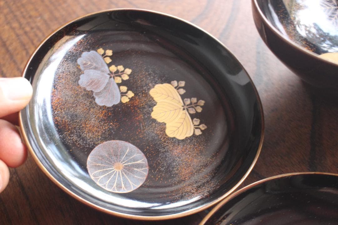 時代逸品！上質紅溜塗に極上高台寺蒔絵の美しいお椀2点（検加賀蒔絵吸物碗蒔絵椀