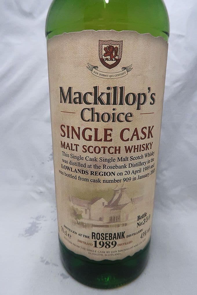 ローズバンク１９８９ マキャロップチョイス社シングルカスクモルトウィスキー