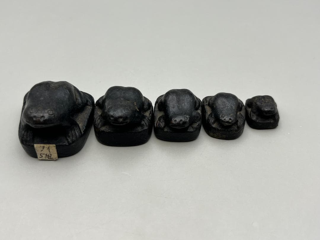 【海】超レア　インドの分銅　カエル形　５個セット　銅製　骨董品　時代物