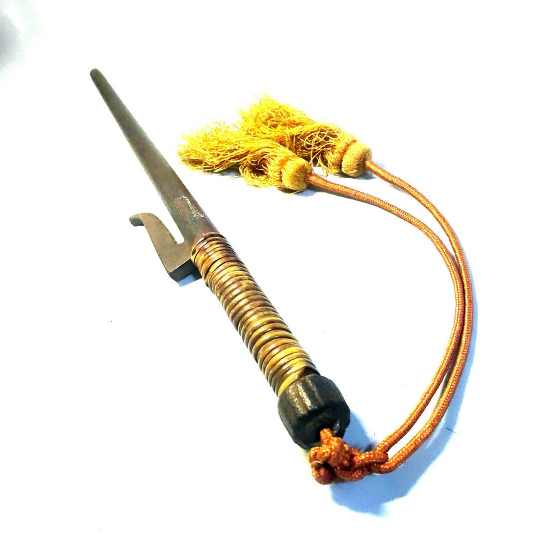 十手　鉄製　象嵌入唐木台付　与力 同心　火盗改め