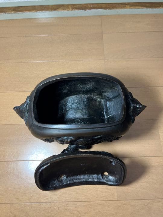 742 銅製　麒麟鳳凰文香炉　美品