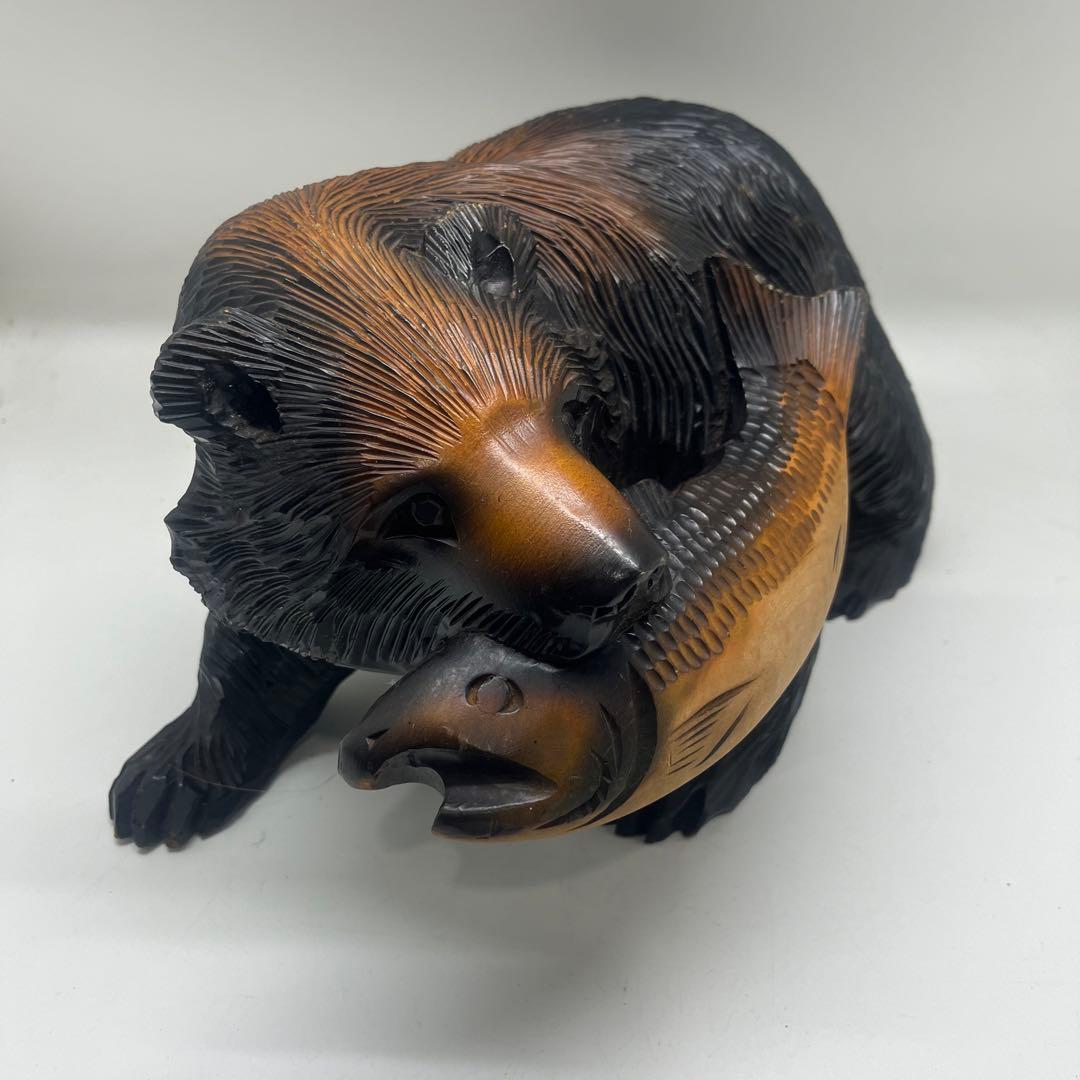 良品　北海道　木彫り　熊　銘あり　政広作　レア！
