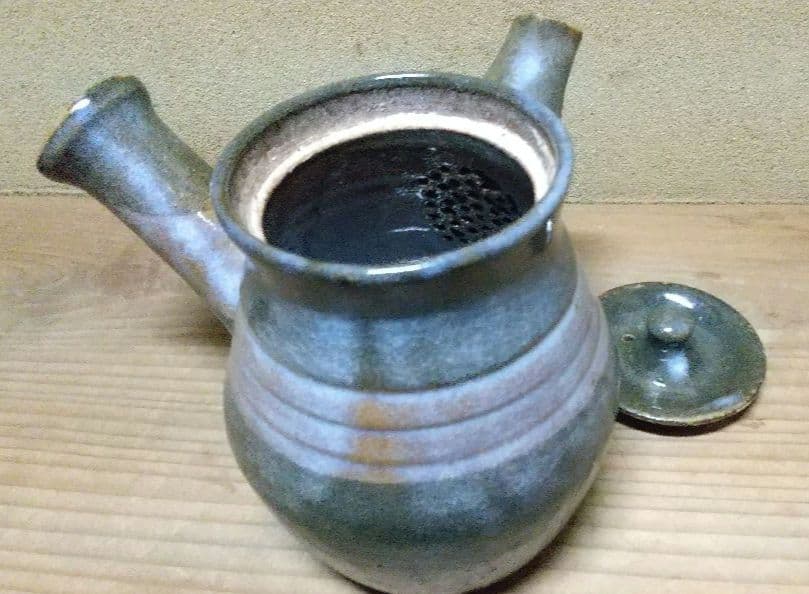 酒津焼　５０年ほど前　急須　おしゃれな色合い 　かっこいい急須！