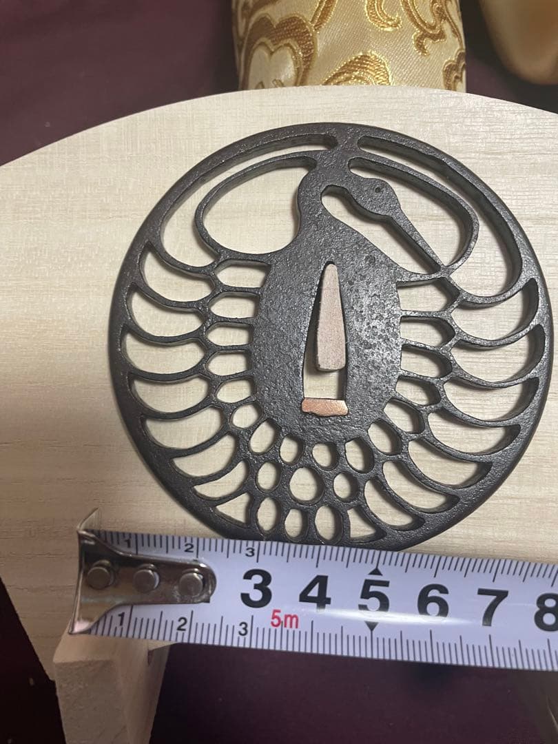 鉄鍔　鶴透かし丸形鐔　武具