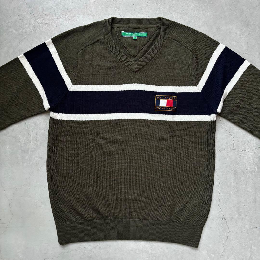 【美品】  GOLF Ｖネックニットセーター ワッペン