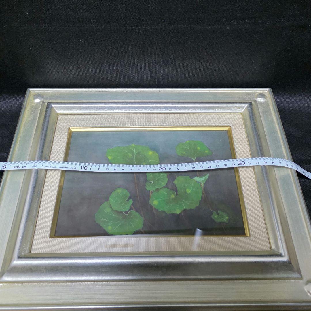 絵画 水彩画 芸術品 美術品 額縁 額装 インテリア フキ 蕗 植物 蓮
