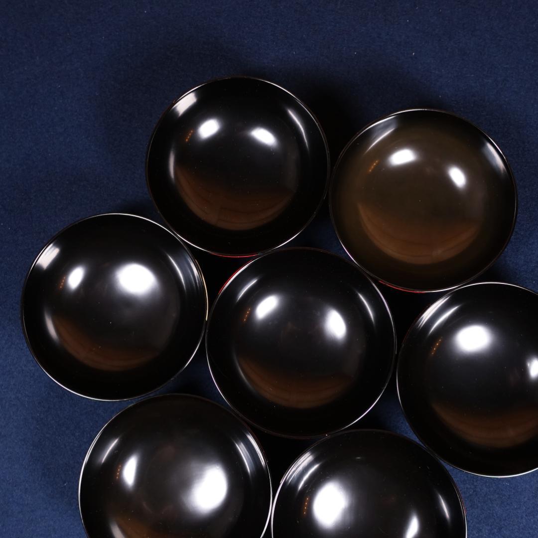 輪島塗 沈金 蒔絵 菊花尽図 吸物椀 7客 共箱