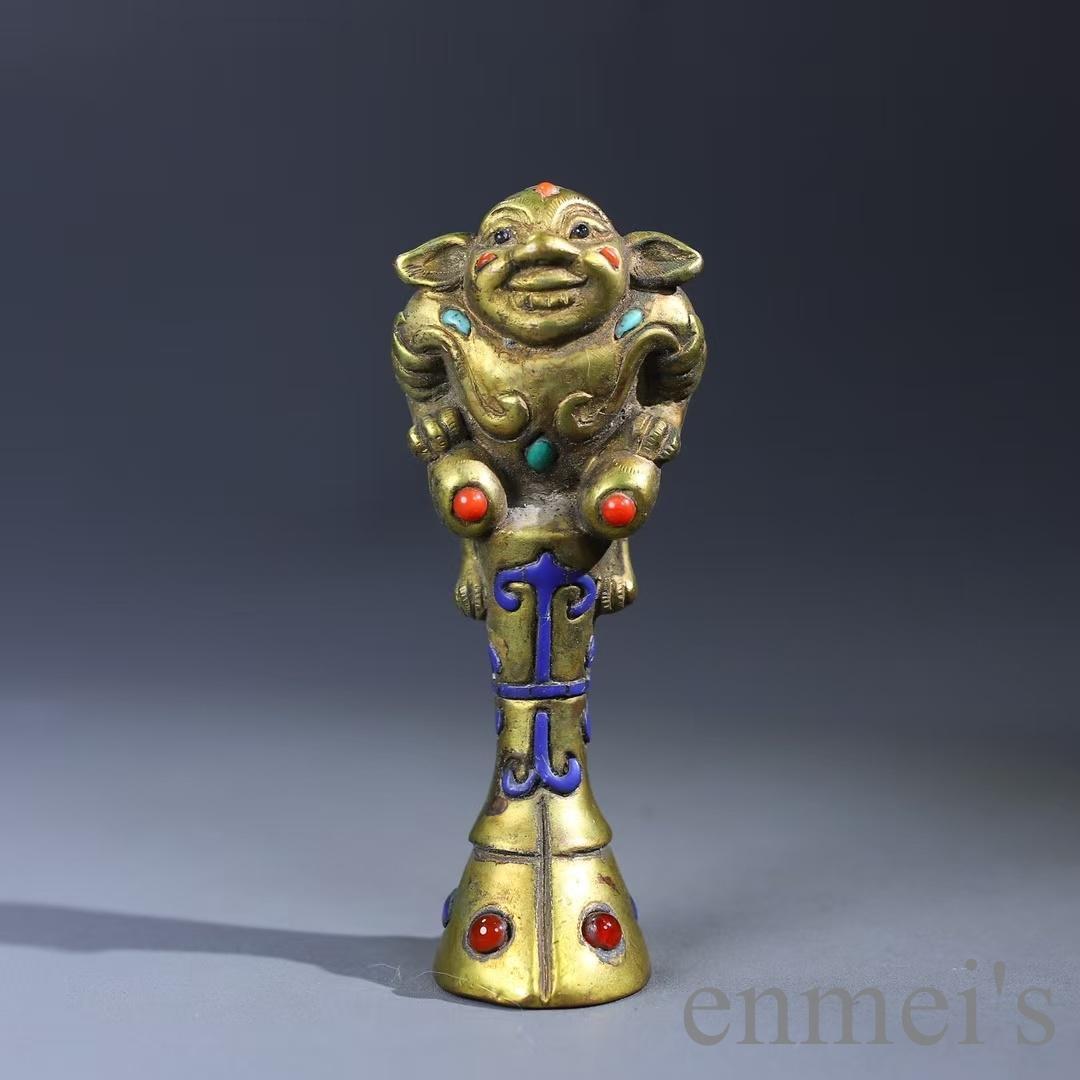 中国古美術 内務府風 令牌揃 描金 純銅製 祭祀具 儀礼用 細密細工 置物 賞物