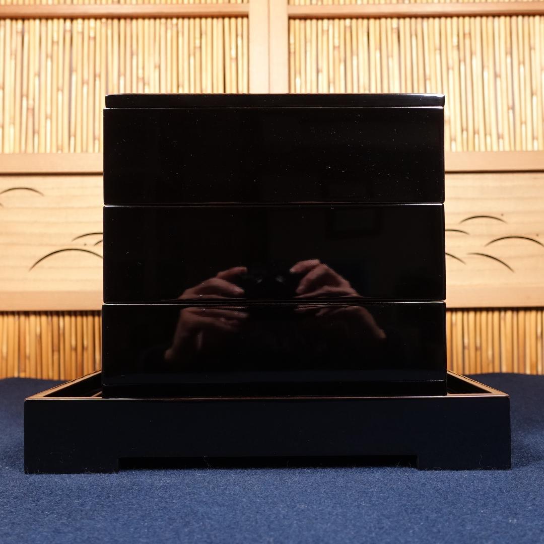 極細密画の本金蒔絵 輪島塗師 耕雲 川口浩文 五節句蒔絵 三段重箱 共箱付