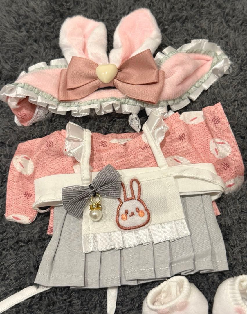 20cm完売レア限定メイド風卯うさぎ和服着せ替えぬいぐるみ服セット♪