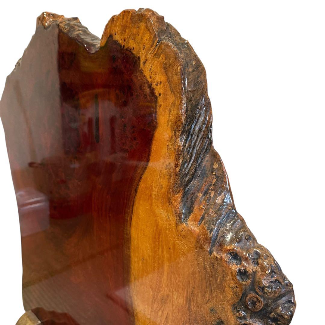 天然木 花梨　無垢材 一枚板 置物 オブジェ 飾り板 台座付き