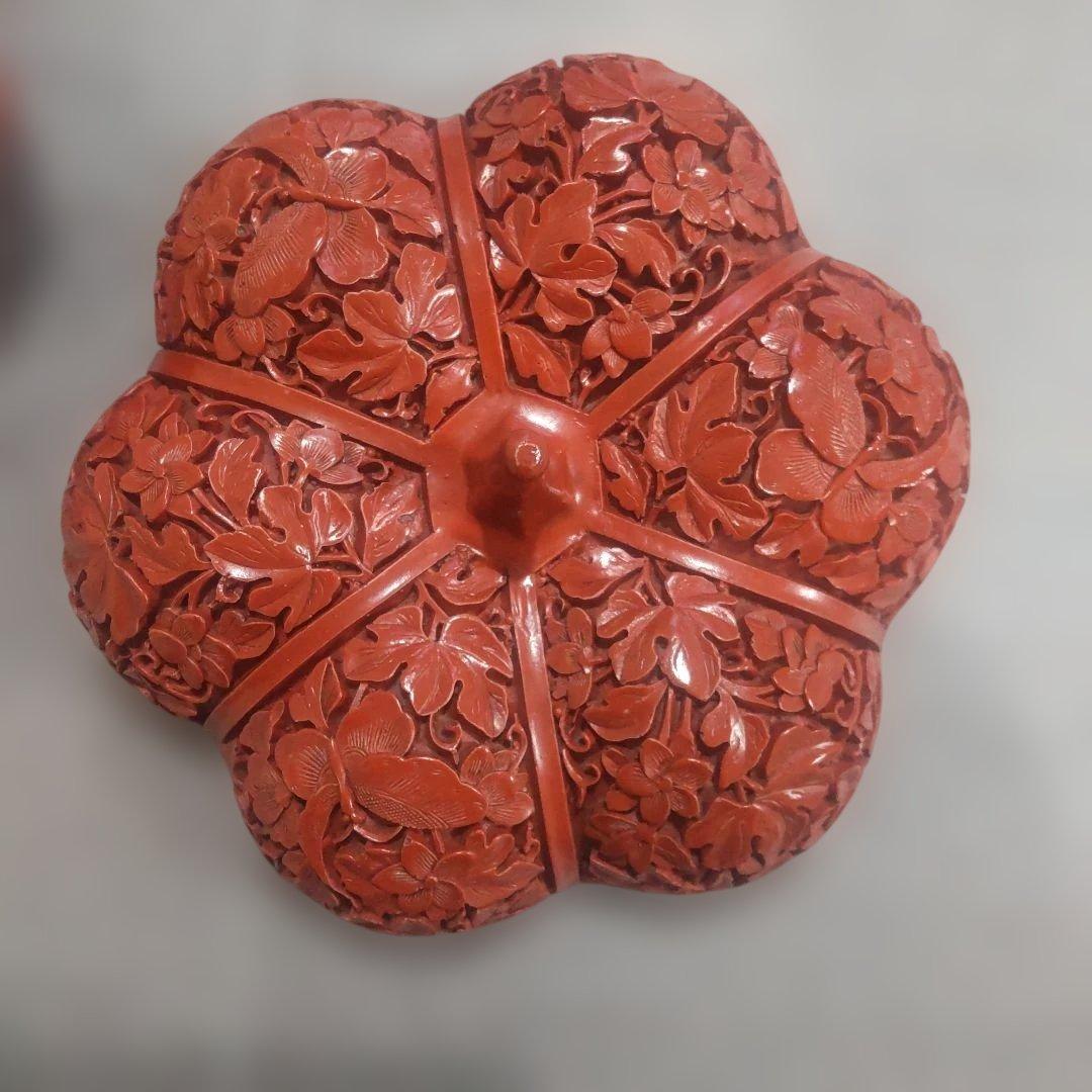 堆朱 中国美術工芸品 伝統美術蓋物 小箱