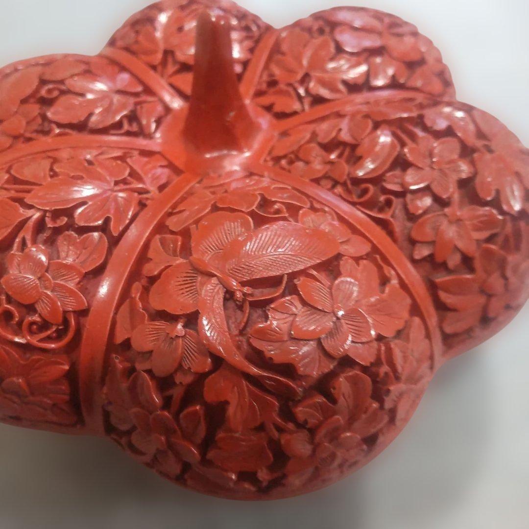 堆朱 中国美術工芸品 伝統美術蓋物 小箱