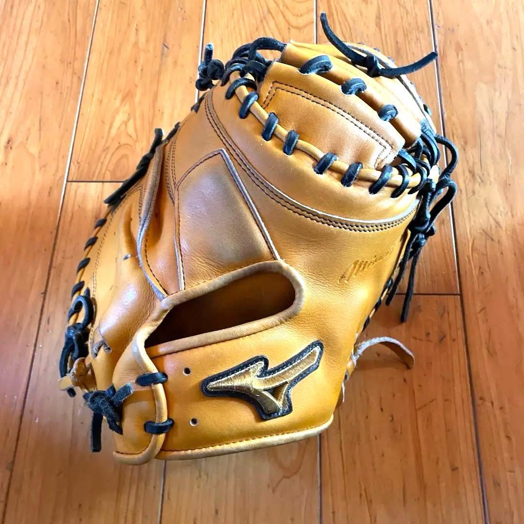 最終値下げ　軟式野球Mizuno Proキャッチャーミット 黄色 レザー