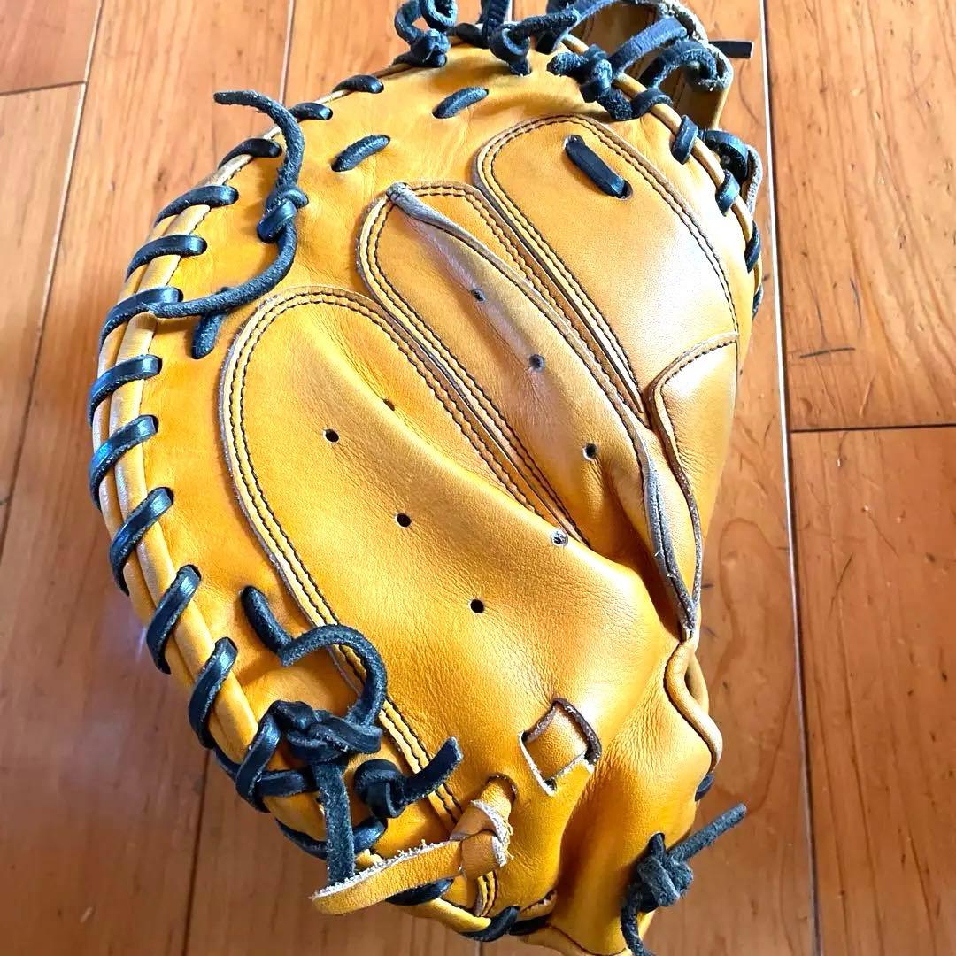 最終値下げ　軟式野球Mizuno Proキャッチャーミット 黄色 レザー