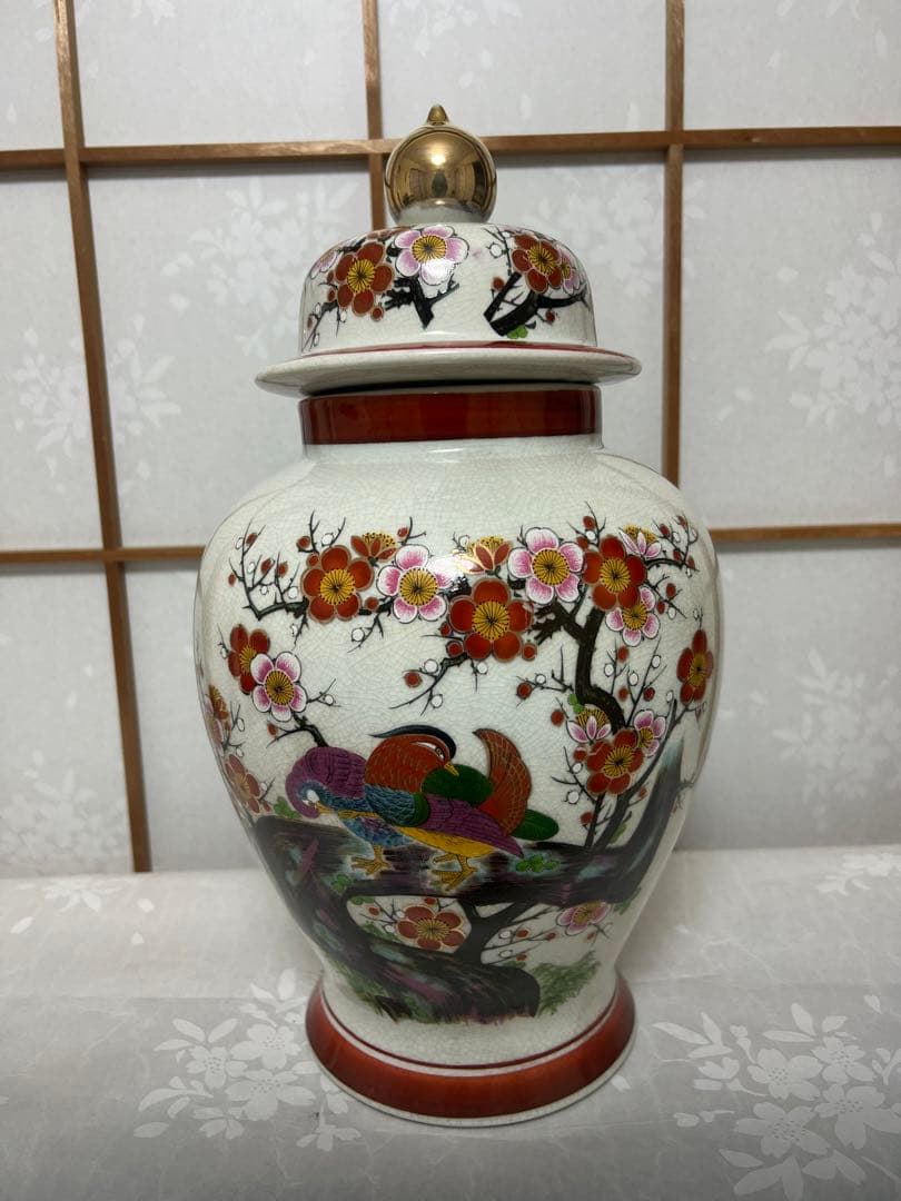 希少品　薩摩焼 壺 沈香壺 花瓶 金彩 芸術品 壺 花瓶 蓋付き高さ410mm