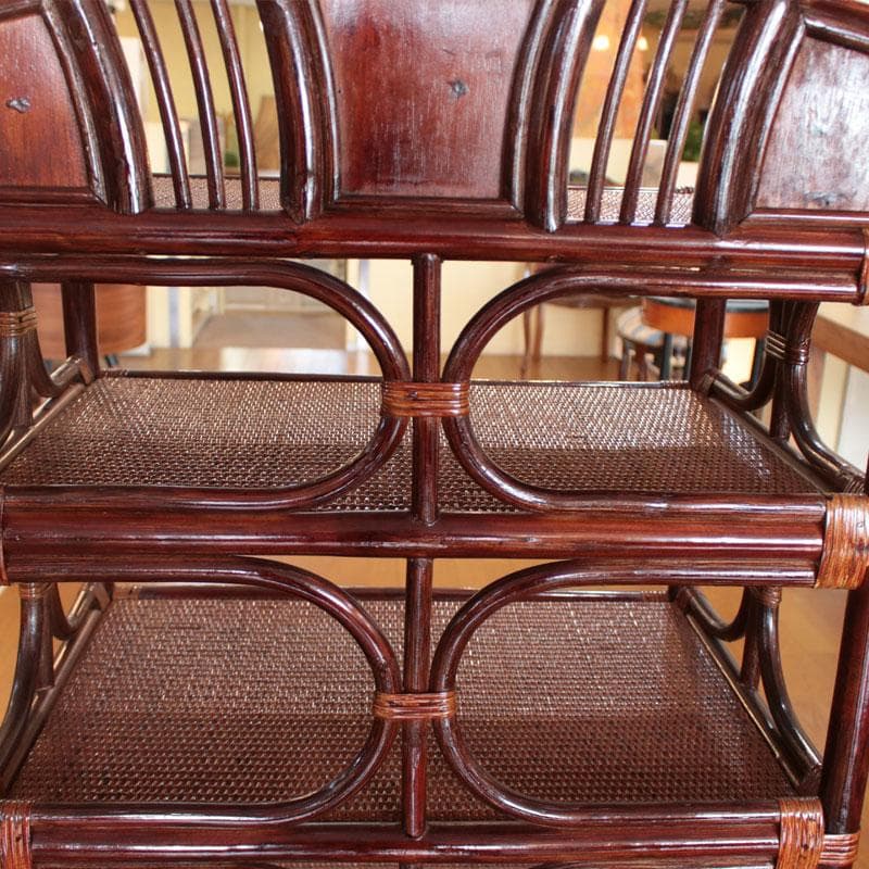 ラタン製ラック オープンラック 籐家具 棚 ブラウン 214-1332