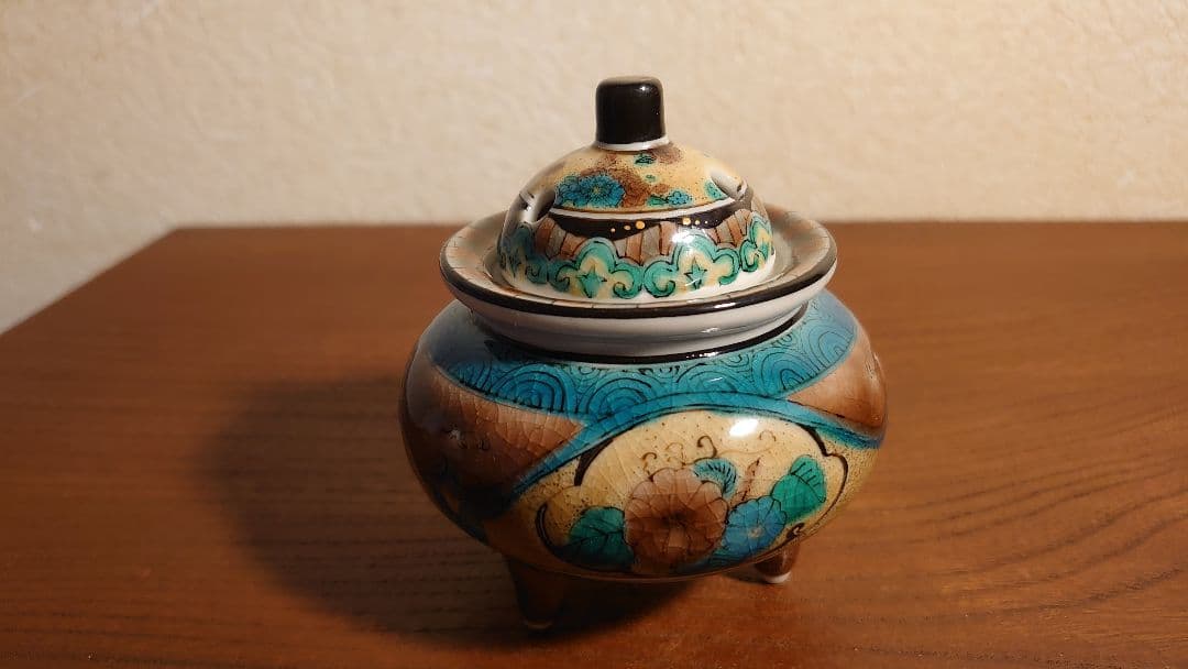 古九谷　九谷焼　吉田屋　香炉　青九谷　青手　蔵出し　１客