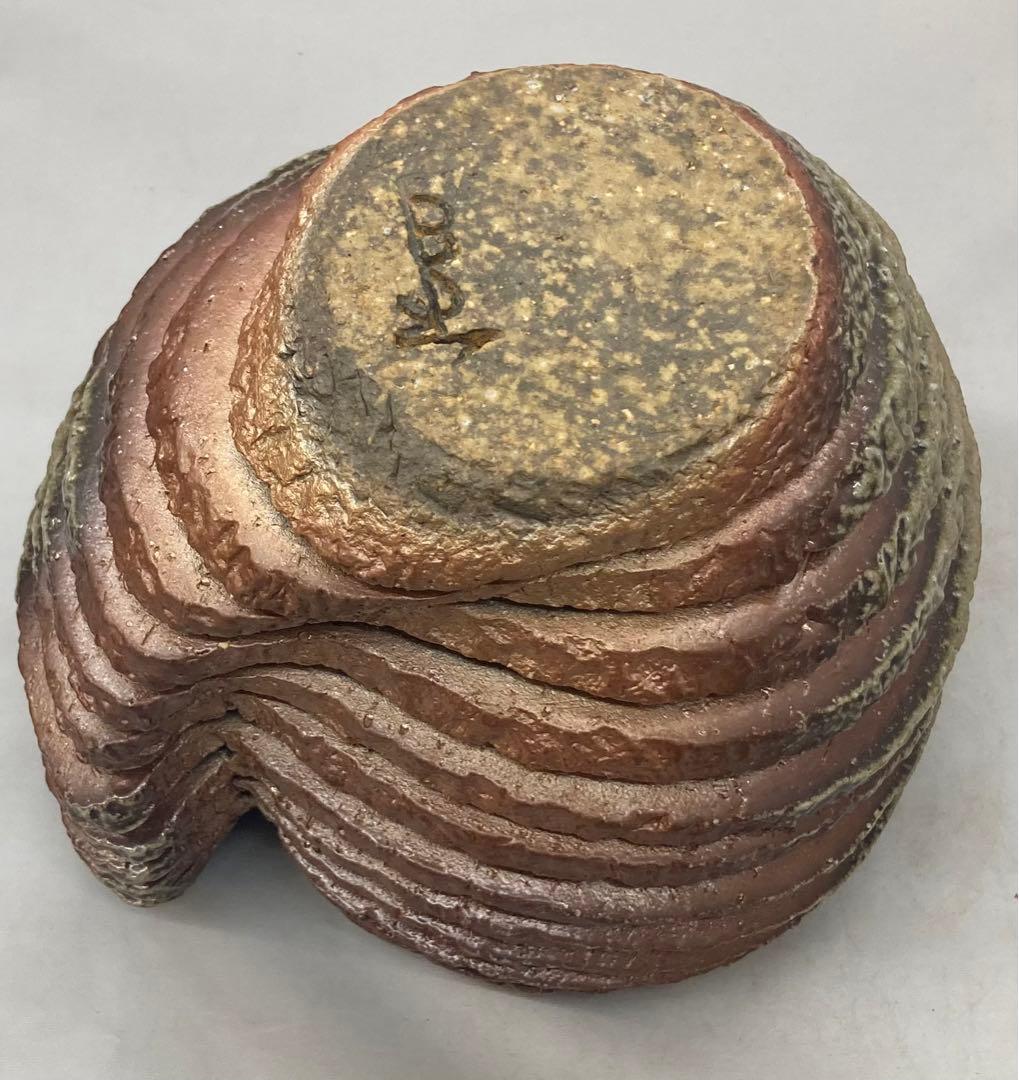 B154 山本出造「備前ブルゴーニュ土  積上香炉」 共箱　線香立付 フクロウ