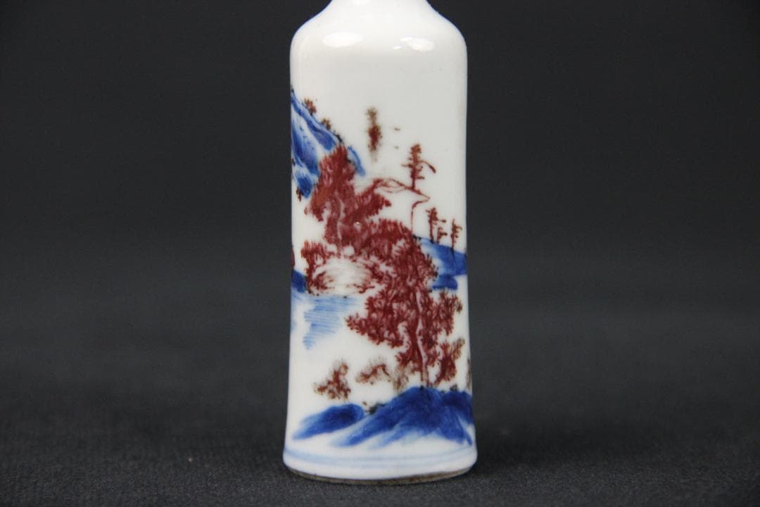 中国美術　青花　山水紋　ㄏ　景徳鎮　清時代　磁器製　時代物 Eo15-3