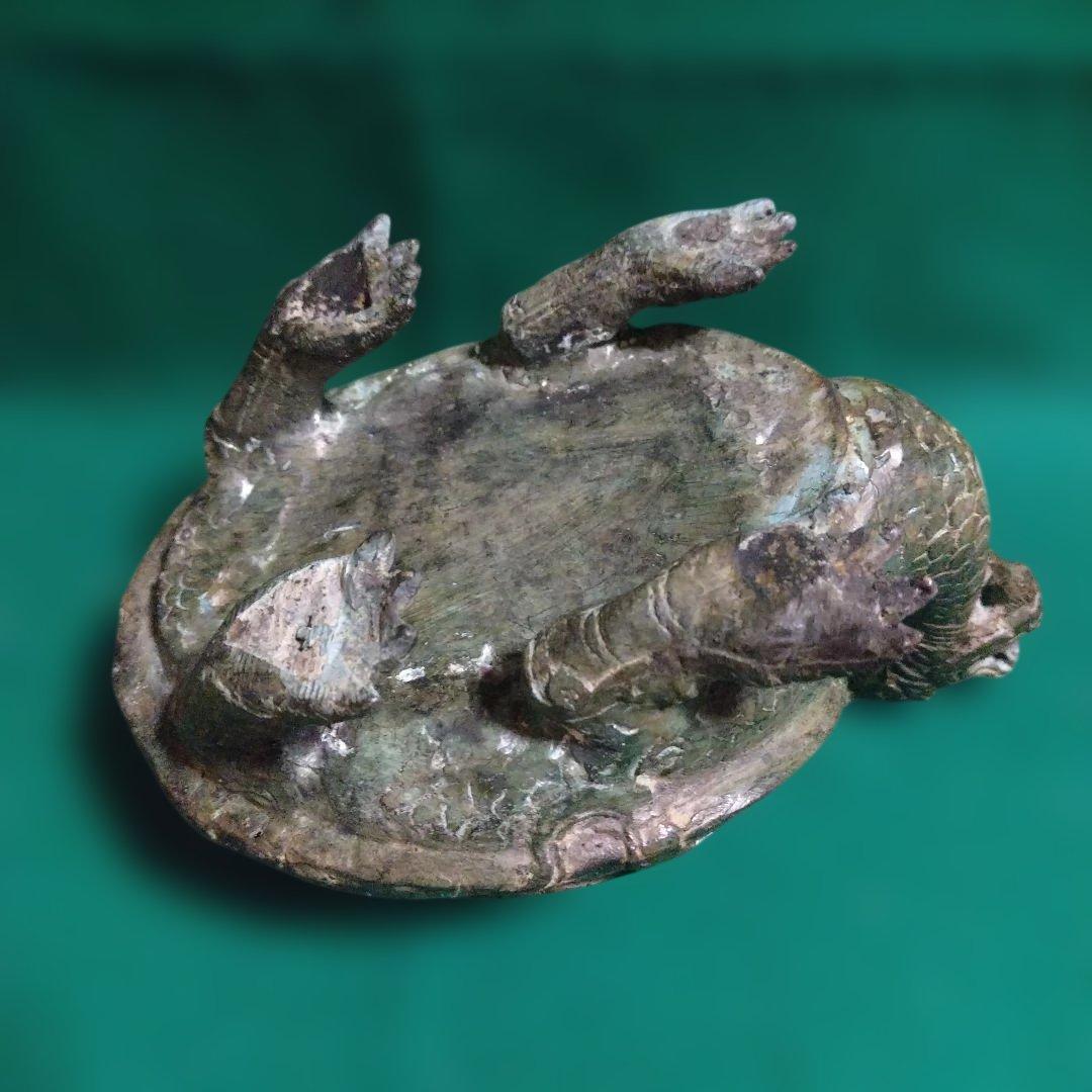 ブロンズ亀の彫刻　霊獣　銅製