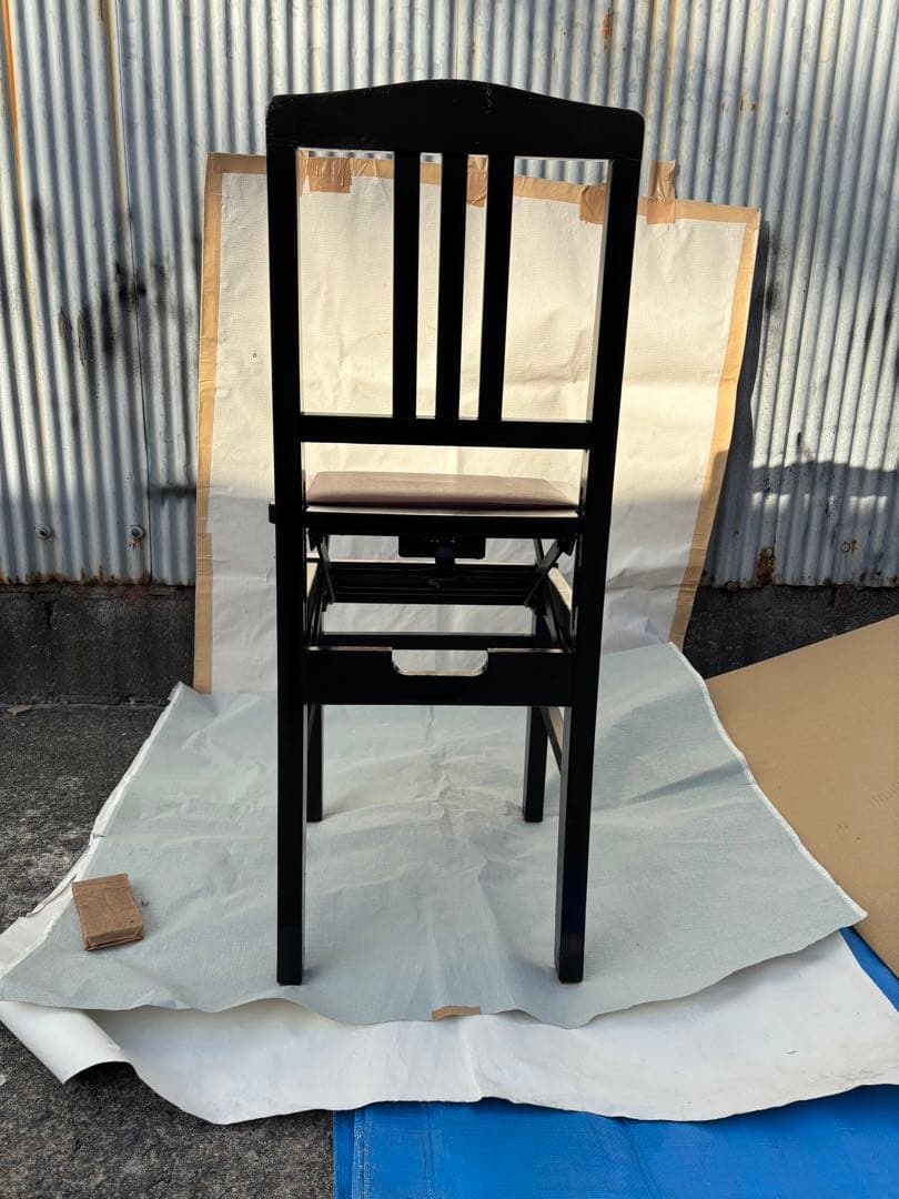 YAMAHA 背もたれ付ピアノ椅子　足部フェルト付き　座面新品比較的きれい