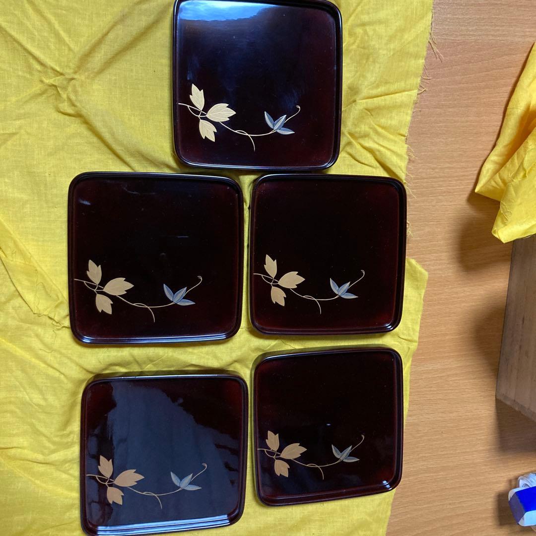 輪島塗　漆器 菓子器 木箱付き　5枚