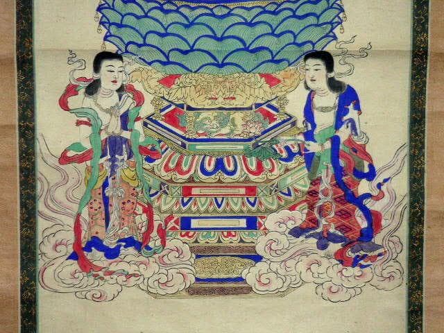 ♥掛軸　【木版画】【 法然上人 】掛け軸　ジャンク　浮世絵　骨董品