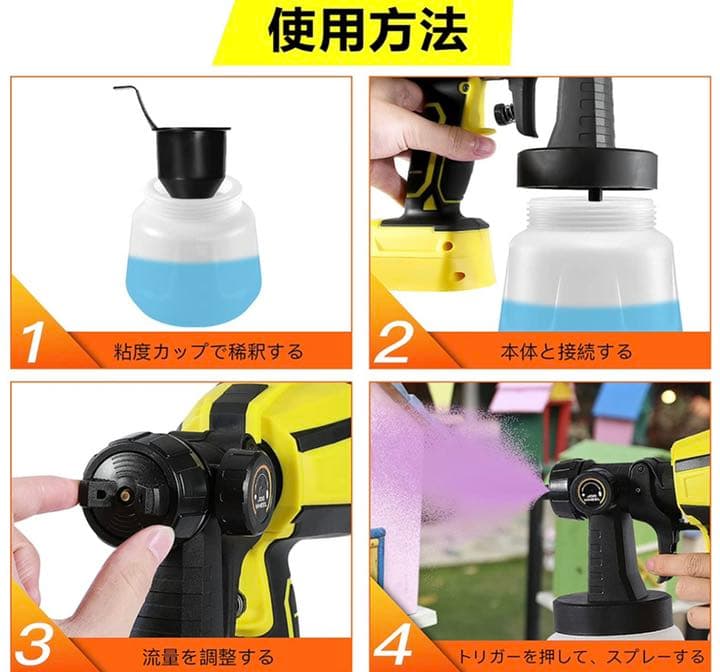 電動スプレーガン 塗装ガン小型 1000mlコードレス電動塗装機21Vバッテリー