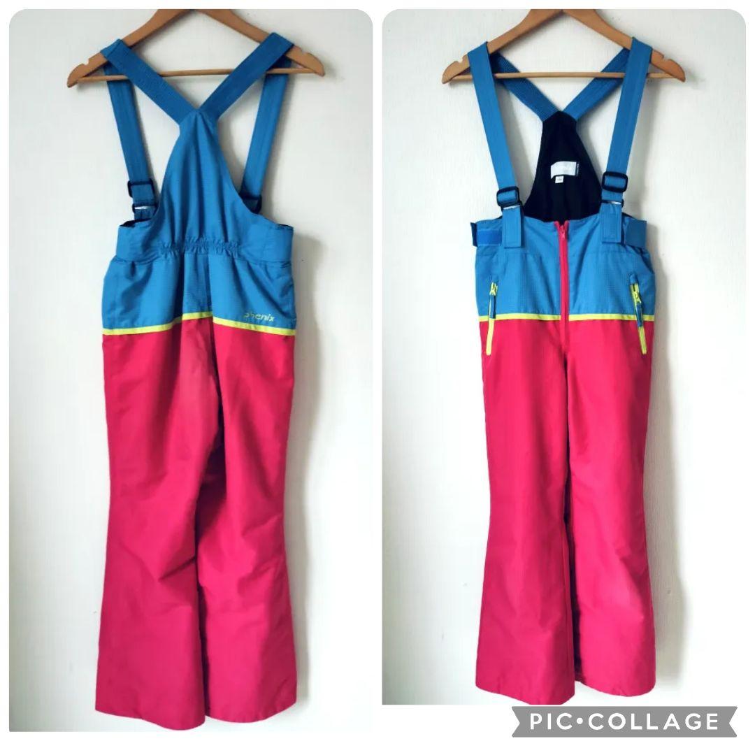 美品　Phenix　スキーウェア　女の子150 140　雪結晶ブルー×ピンク上下