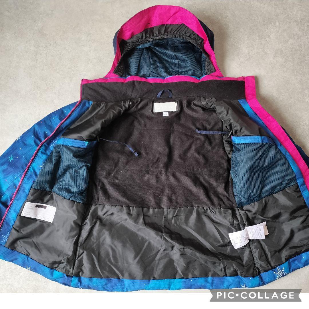 美品　Phenix　スキーウェア　女の子150 140　雪結晶ブルー×ピンク上下