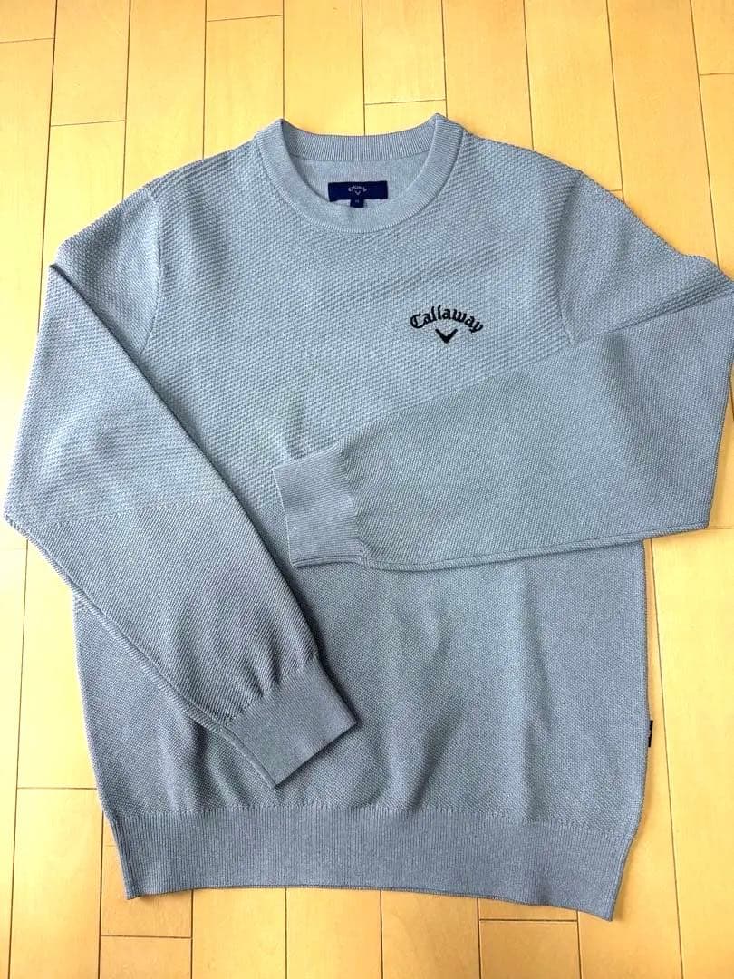 超美品Callaway（キャロウェイ） カノコ編みクルーネックニット （グレー）