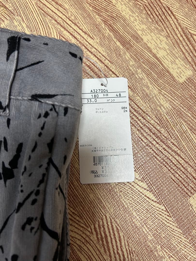 新品【アルチビオ】秋冬2023年コーデュロイ系ペイント総柄 ゴルフパンツL