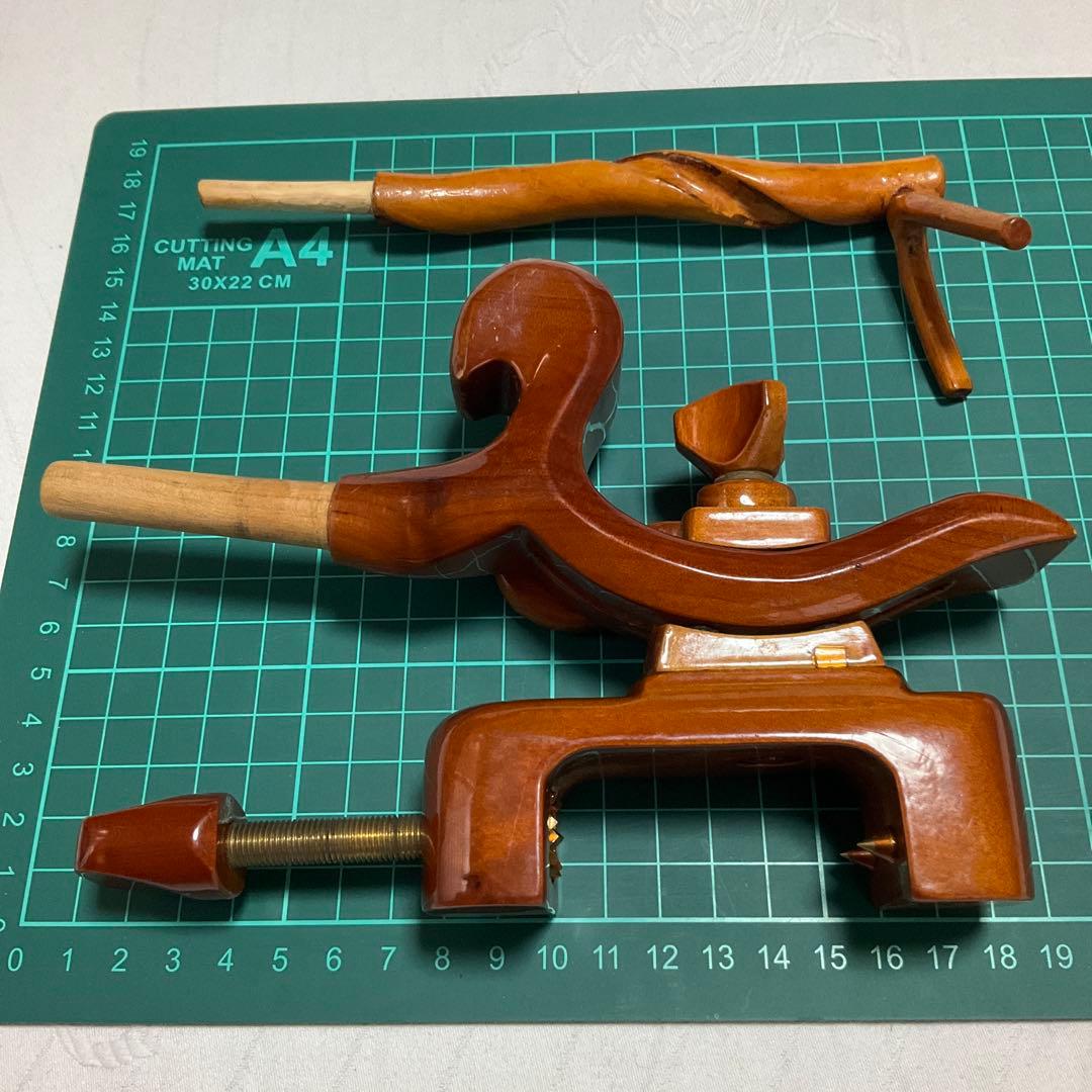 ヘラブナ、天然木万力、らっきょう竹竿掛け、らっきょう竹針外し【リメイク品】