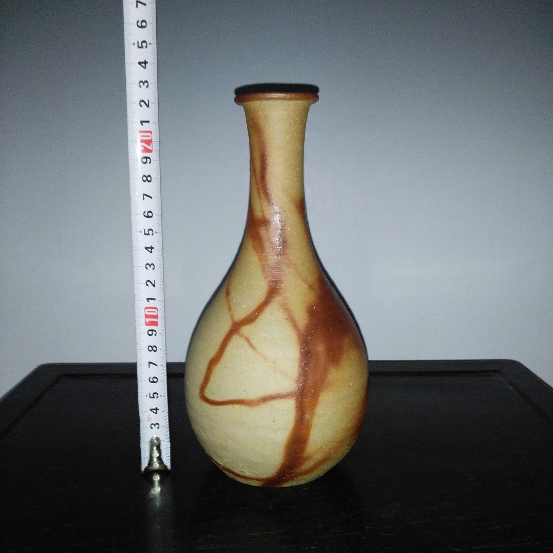 NO620 備前焼　花瓶　火襷　陶印アリ