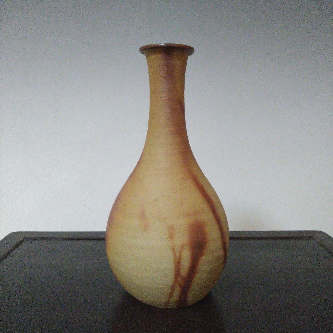 NO620 備前焼　花瓶　火襷　陶印アリ