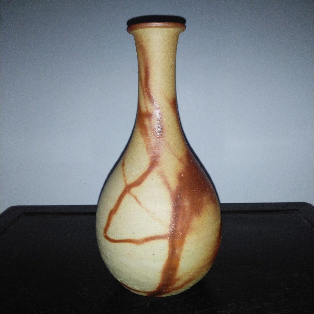 NO620 備前焼　花瓶　火襷　陶印アリ