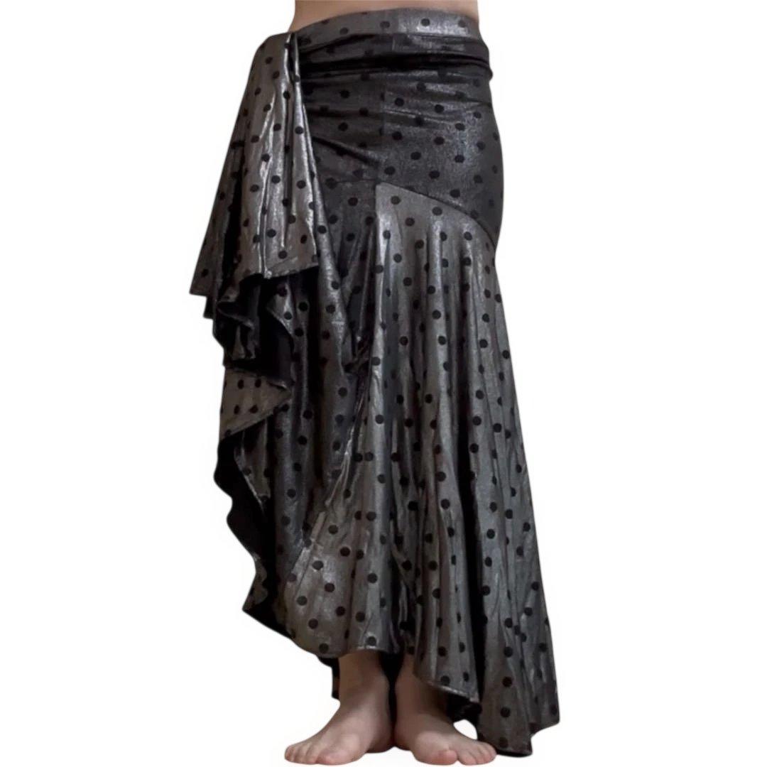 トライバルベリーダンス マーメイドスカート シルバー黒