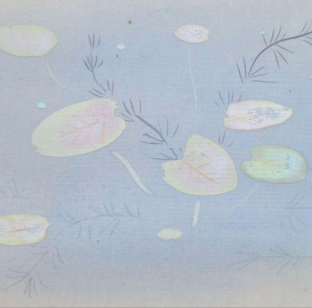 【池(金魚)図】北上聖牛 2718 掛け軸 共箱 肉筆