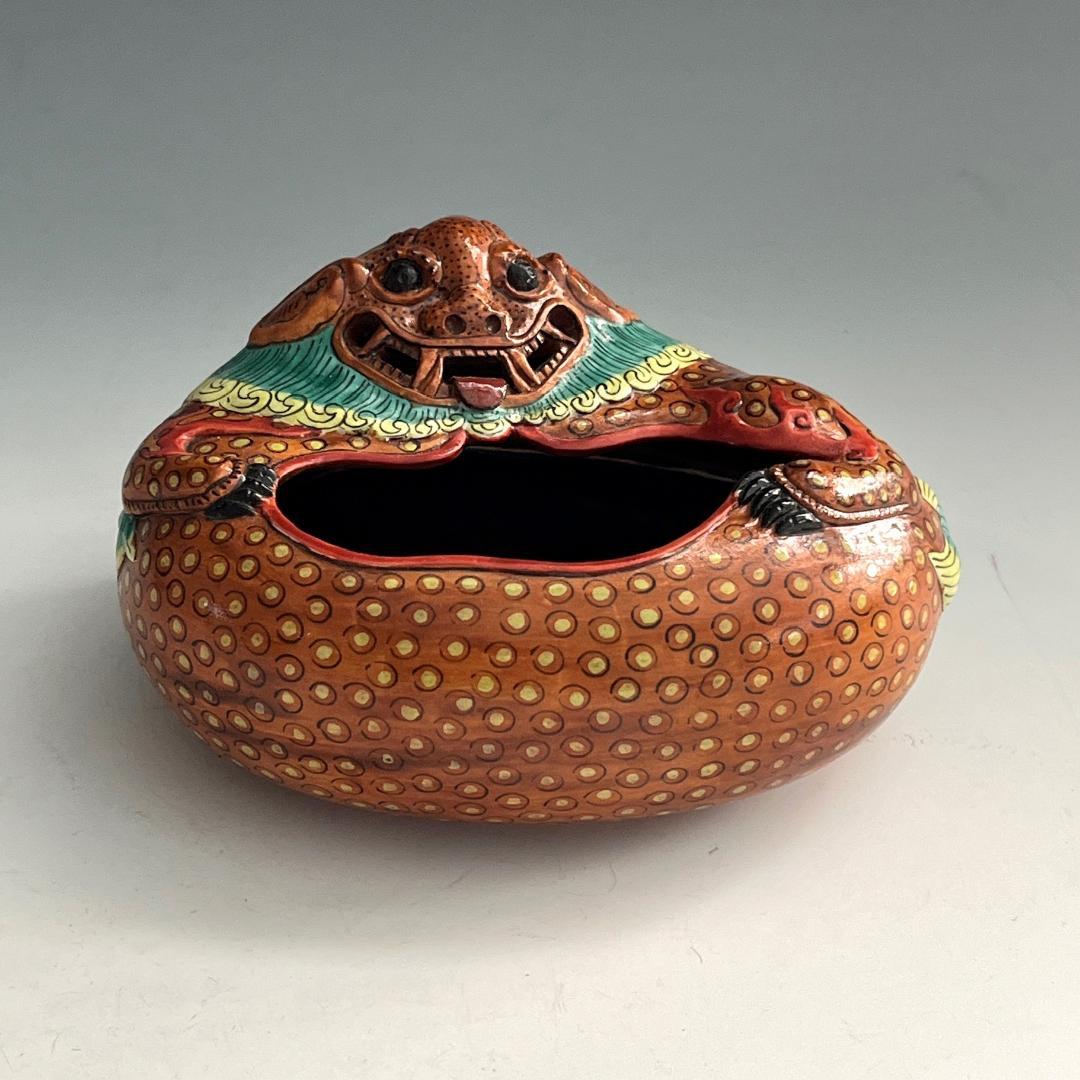 唐物 粉彩獅子形水洗 大清乾隆年製 款 中国美術 古玩 SN813