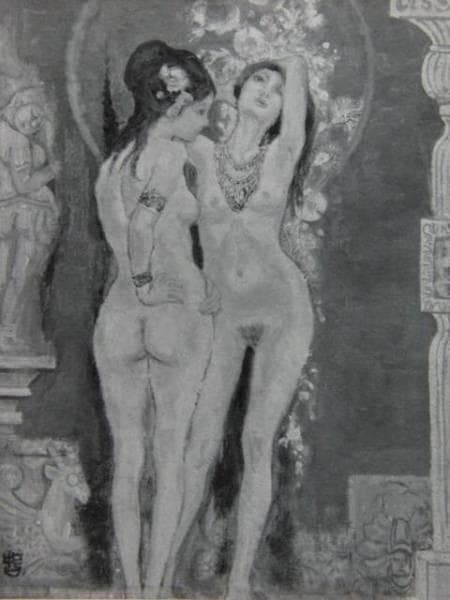 小林哲夫、【エローラの神々】、希少画集画、新品高級額・額装付