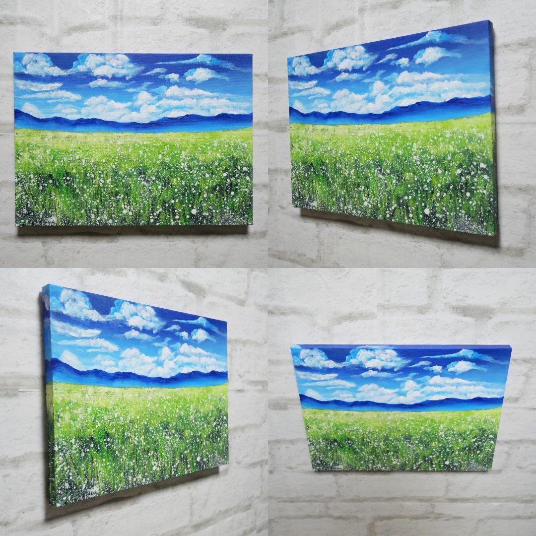 油絵 油彩 油彩画 絵 絵画 【草原に咲く白い花】