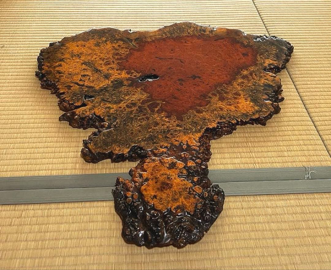 天然時代木 花梨 美玉杢 瘤 花台 香台 盆栽台 77㎝ 約5㎏