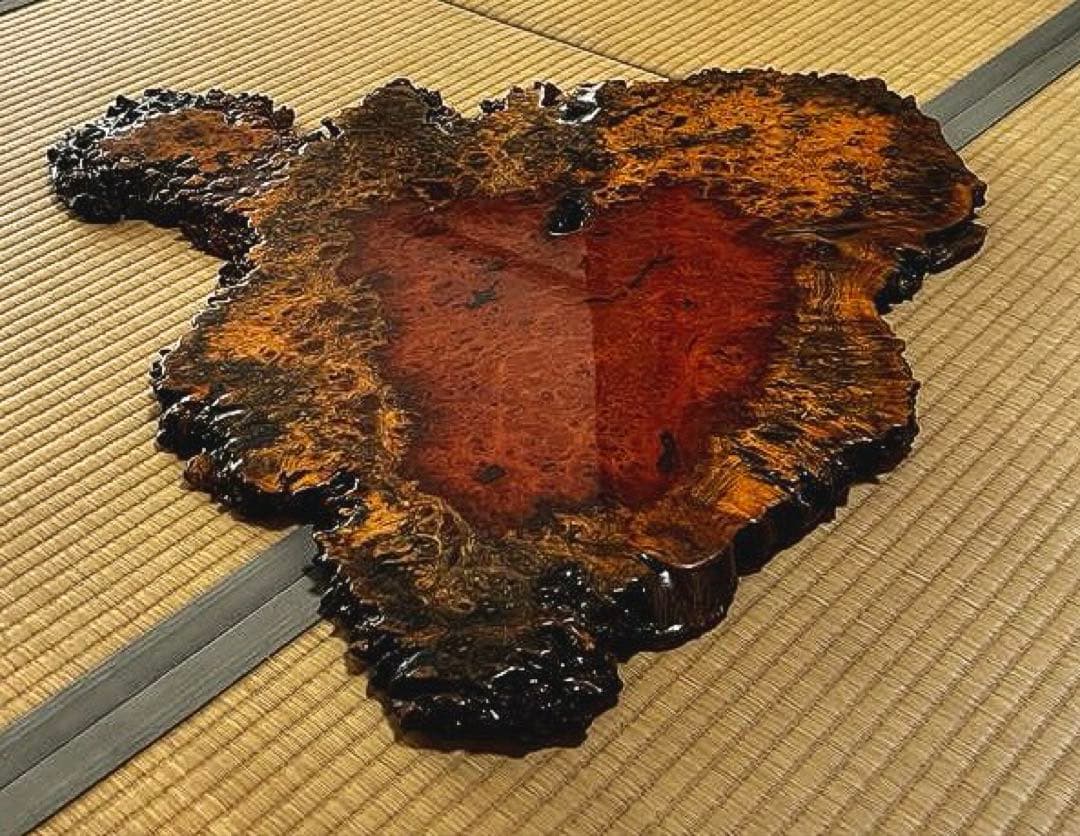 天然時代木 花梨 美玉杢 瘤 花台 香台 盆栽台 77㎝ 約5㎏