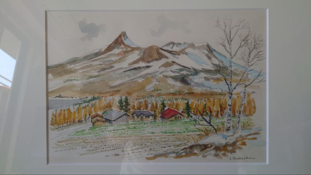 井口由多可 作　『駒ケ岳遠望（函館）』 水彩画